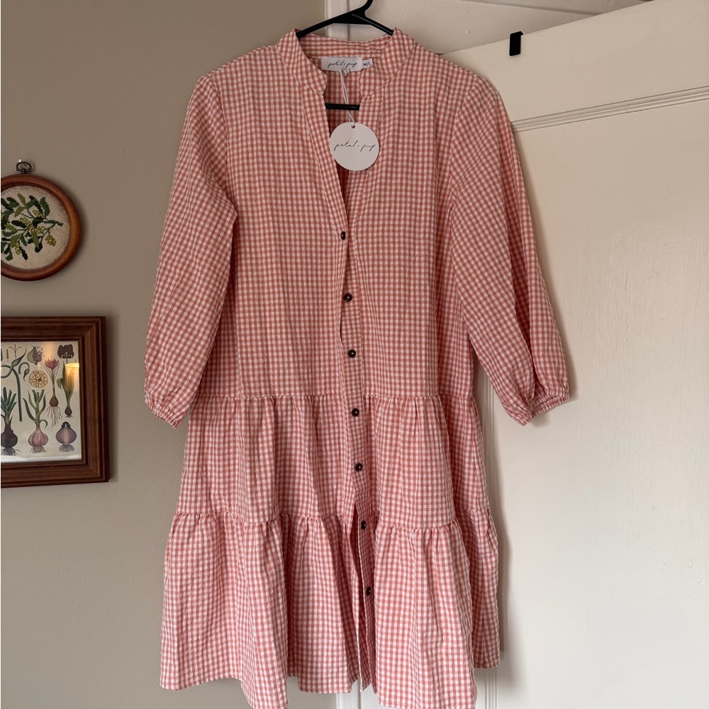 Petal & Pup Pink and White Aria Gingham Mini Dress